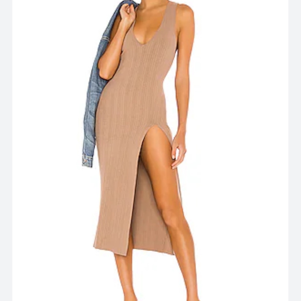 REVOLVE Ribbed Knit Dress in Taupe